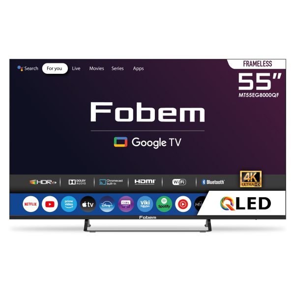 Fobem MT55EG8000QF 55’’ Embedded Receiver Frameless 4K Ultra HD QLED Google TV