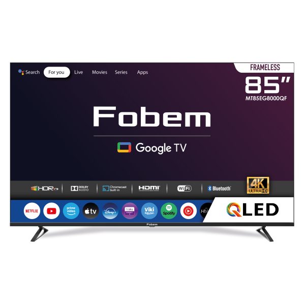 Fobem MT85EG8000QF 85’’ Embedded Receiver Frameless 4K Ultra HD QLED Google TV