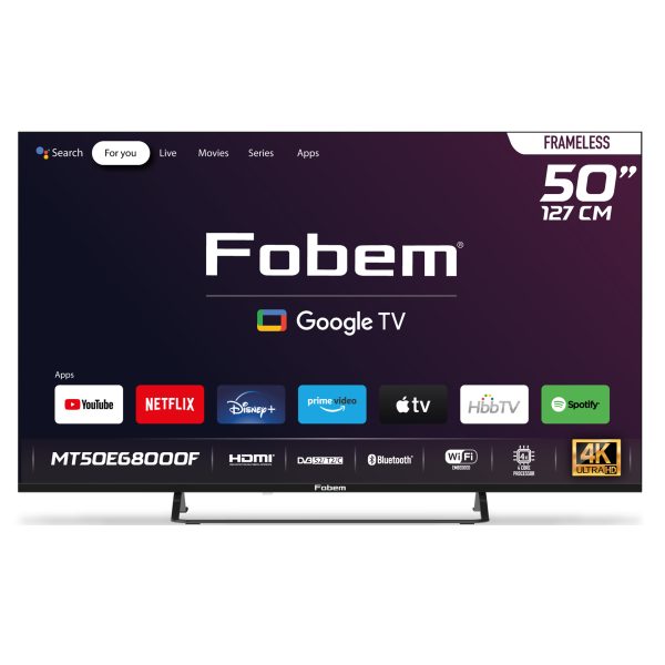 Fobem MT50EG8000F 50’’ Embedded Receiver Frameless 4K Ultra HD Google TV